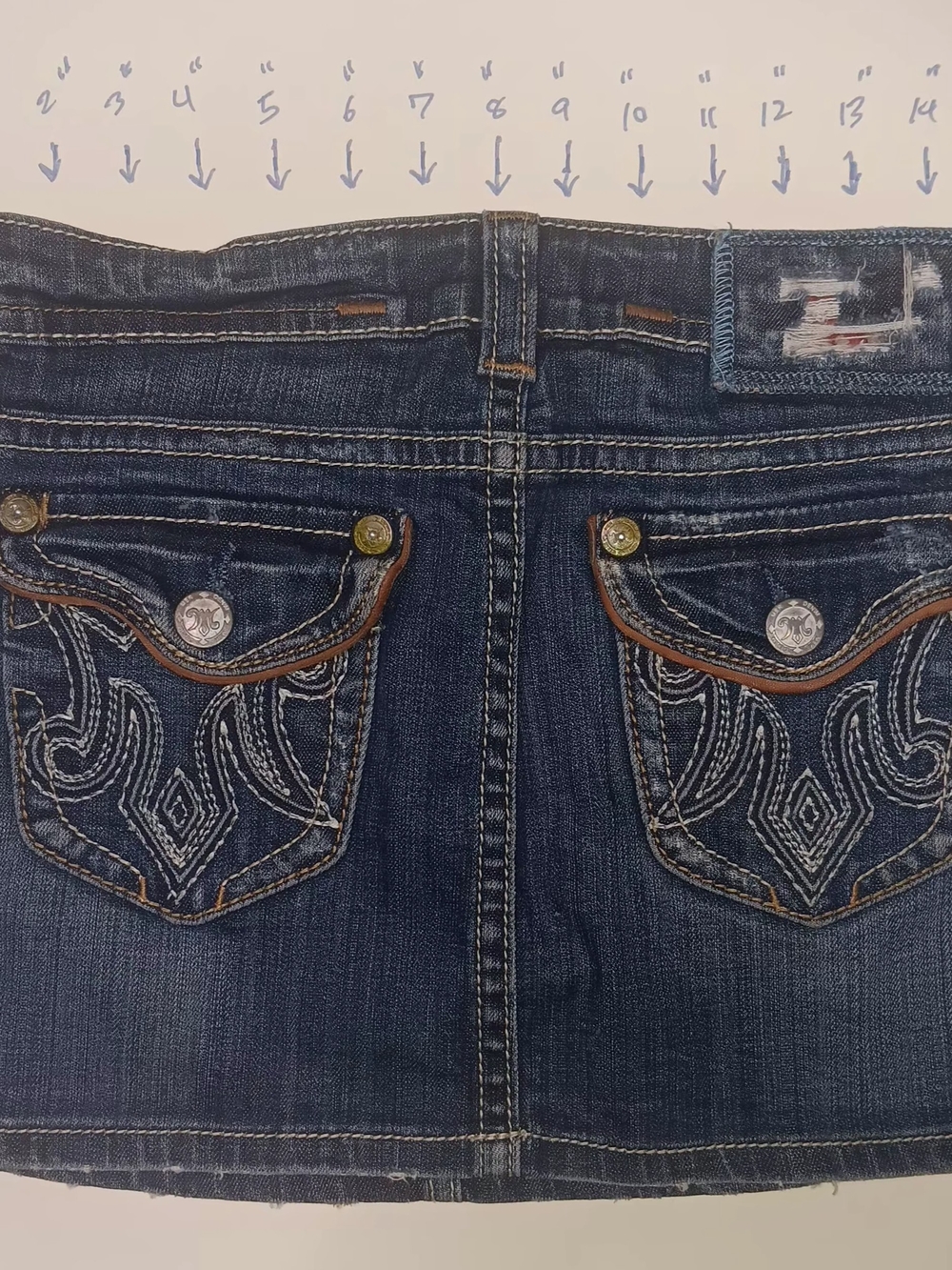 Classic Embroidered Women’s Jeans Skirt - Dark Blue